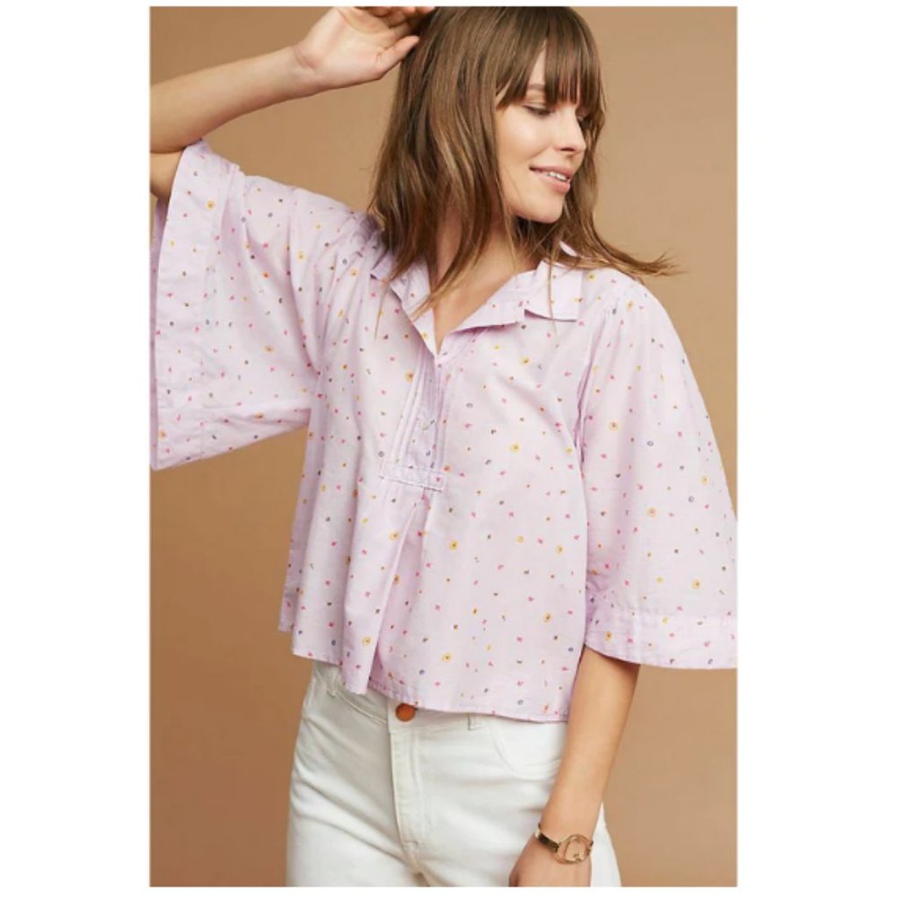 Maeve Pink Polka Dot Blouse
